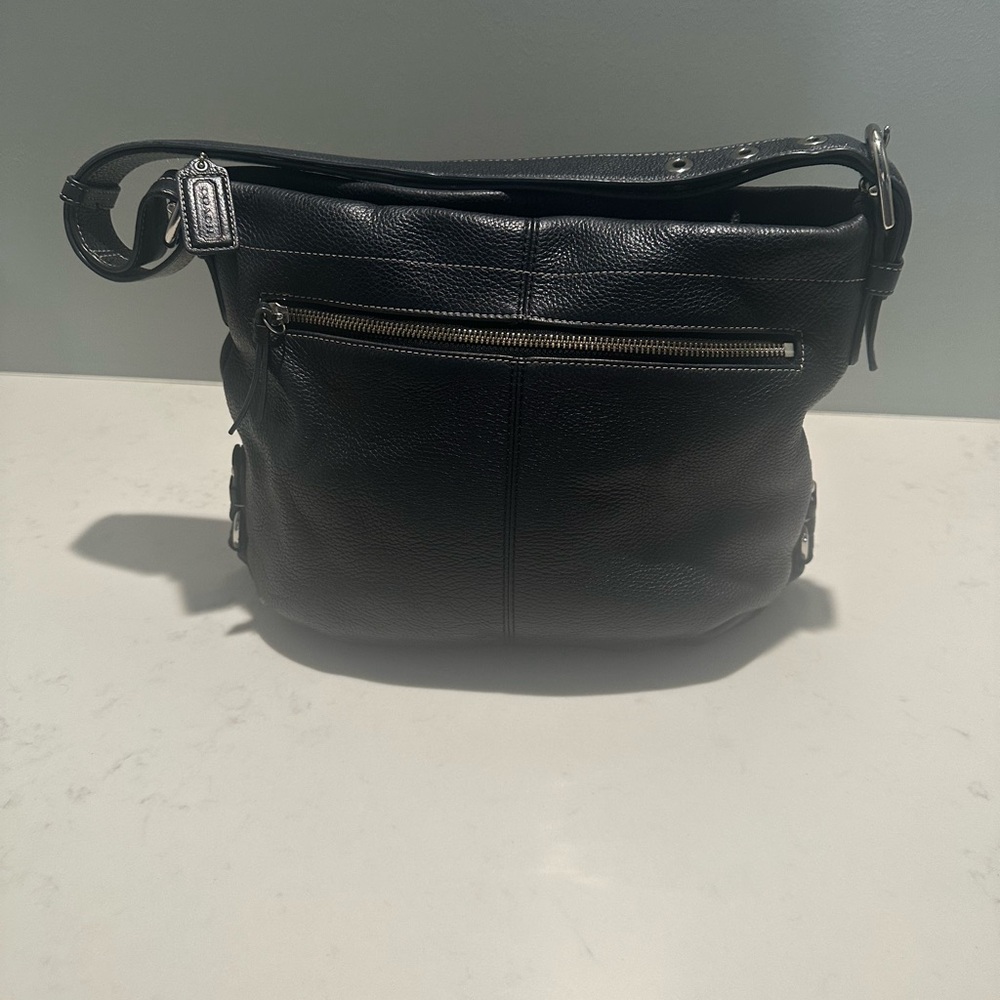 Coach Vintage Black Leather Duffle Hobo Bag - Picture 13 of 14